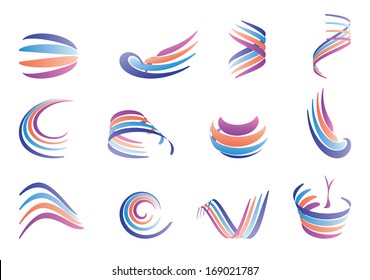 Abstract vector color waves set.