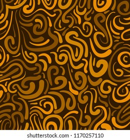 abstract vector colored swirls seamless pattern - orange