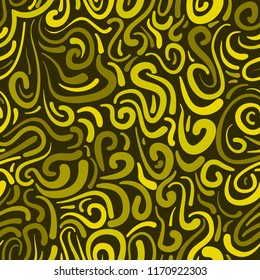 abstract vector colored swirls seamless pattern - yellow