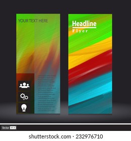 Abstract vector colorful acrylic template flyer. Creative concept with icons