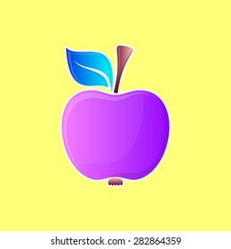 Abstract vector colorful apple icon with white contour