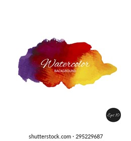 Abstract vector colorful aquarelle background. Hand drawn watercolor painting. Vintage watercolor paper. Amazing watercolor splash.