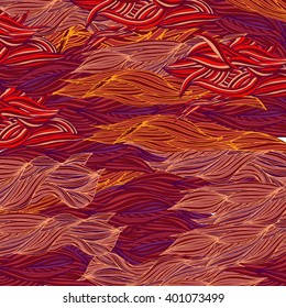 Abstract vector colorful background. Hand drawn waves.