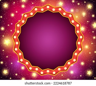 Resumen del fondo coloreado vectorial con estrellas brillantes y la ilustración de banner brillante redonda para el diseño