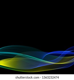 Abstract vector colorful blend wave lines on black background.. Rainbow colors smooth wavy element for background, web design, brochure, flyer, cover 