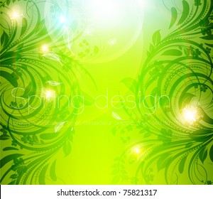 Abstract vector colorful bright spring or summer floral background with flowers for design. eps 10.