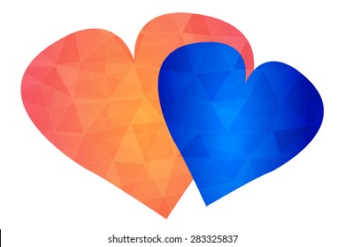 abstract vector colorful crumpled heart.