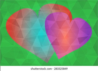 abstract vector colorful crumpled heart.