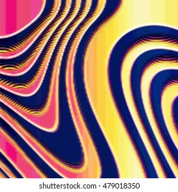 Abstract vector colorful distorted mesh plane on dark background. Futuristic style card. Elegant background for business presentations. Corrupted point plane. Chaos aesthetics.