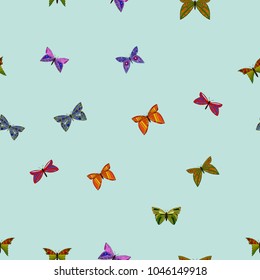 abstract vector colorful doodle butterflies seamless pattern