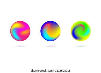 abstract vector colorful fluid spheres isolated on white with shadow