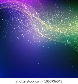 Abstract vector colorful glitters background with wave design