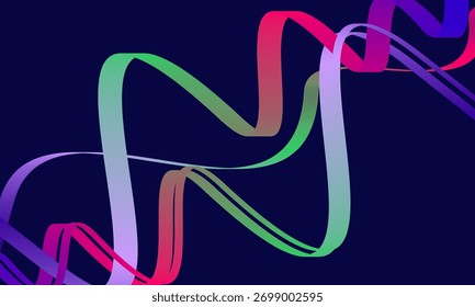Abstract vector in colorful gradations on a dark background. Modern, dynamic and futuristic wavy lines. Suitable for technology designs, digital posters, presentation backgrounds and creative graphic 