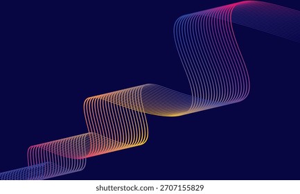 Abstract vector in colorful gradations on a dark background. Modern, dynamic and futuristic wavy lines. Suitable for technology designs, digital posters, presentation backgrounds and creative graphic