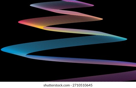 Vector Abstractas en coloridas gradaciones sobre un fondo oscuro. Líneas onduladas modernas, dinámicas y futuristas. Conveniente para los diseños de la tecnología, los carteles digitales, los fondos de la presentación y el gráfico creativo