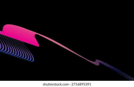 Abstract vector in colorful gradations on a dark background. Modern, dynamic and futuristic wavy lines. Suitable for technology designs, digital posters, presentation backgrounds and creative graphic.