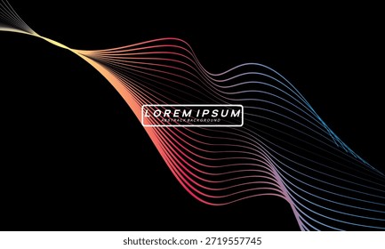 Vector Abstractas en coloridas gradaciones sobre un fondo oscuro. Líneas onduladas modernas, dinámicas y futuristas. Conveniente para los diseños de la tecnología, los carteles digitales, los fondos de la presentación y el gráfico creativo	