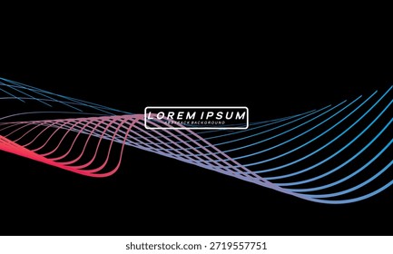 Vector Abstractas en coloridas gradaciones sobre un fondo oscuro. Líneas onduladas modernas, dinámicas y futuristas. Conveniente para los diseños de la tecnología, los carteles digitales, los fondos de la presentación y el gráfico creativo	