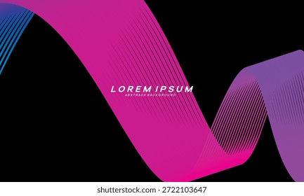 Vector Abstractas en coloridas gradaciones sobre un fondo oscuro. Líneas onduladas modernas, dinámicas y futuristas. Conveniente para los diseños de la tecnología, los carteles digitales, los fondos de la presentación y el gráfico creativo
