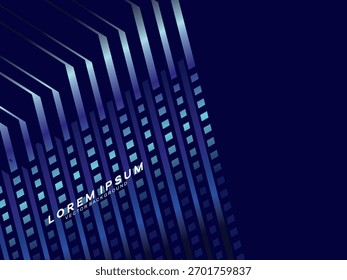 Vetor abstrato com um padrão colorido de tarja diagonal gradiente, decorado com pequenos quadrados modernos brilhantes. Estilo futurista e elegante adequado para fundos de tecnologia, apresentações digitais.