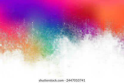 Abstract vector colorful grunge halftone background. Modern  vibrant rainbow design. 