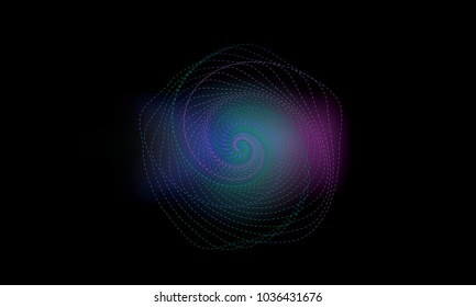 Abstract vector colorful mesh on dark background. Futuristic style card. Elegant background for business presentations. Corrupted point sphere. Chaos aesthetics.