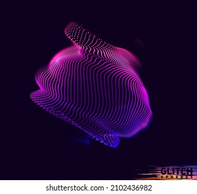 Abstract vector colorful mesh on dark background. Futuristic style card. Corrupted point sphere