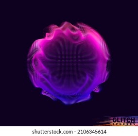 Abstract vector colorful mesh on dark background. Futuristic style card. Corrupted point sphere