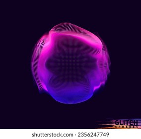 Abstract vector colorful mesh on dark background. Futuristic style card. Corrupted point sphere