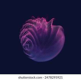 Abstract vector colorful mesh on dark background Futuristic style card Elegant background for business presentations Corrupted point sphere Chaos aesthetics