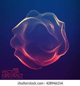 Abstract vector colorful mesh on dark background. Futuristic style card. Elegant background for business presentations.  Corrupted point sphere.  Chaos aesthetics.