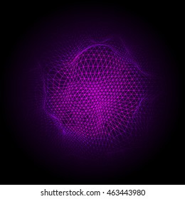 Abstract vector colorful mesh on dark background. Futuristic style card. Elegant background for business presentations. Corrupted point cloud. Chaos aesthetics.