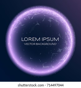 Abstract vector colorful mesh sphere on black background. Big Data. Plexus effec. Futuristic vector illustration. Digital background with dots and line. Intelligence artificial