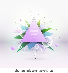 Abstract vector colorful mixed polygonal background. Summer party. Vector illustration for business, advertising, web, print. High quality vector wallpaper. Technology, science vector background