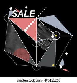 Abstract vector colorful mixed polygonal background. Sale banner. Vector illustration for business, advertising, web, print. Technology, science vector background