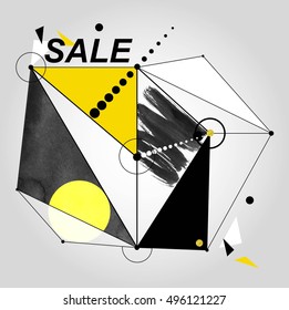 Abstract vector colorful mixed polygonal background. Sale banner. Vector illustration for business, advertising, web, print. Technology, science vector background