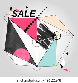 Abstract vector colorful mixed polygonal background. Sale banner. Vector illustration for business, advertising, web, print. Technology, science vector background