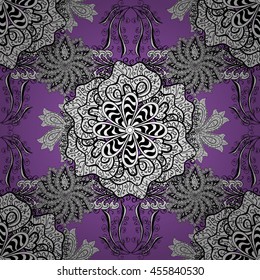 Abstract Vector Colorful Ornate Seamless Pattern on lilac background