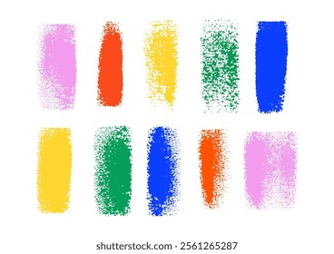 Abstract vector colorful paint smears set. Hand drawn design element. Ink marks on white background. Grunge texture.