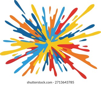 Salpicaduras de pintura colorida de Vector Abstractas. Explosión dinámica para fondo de arte pop brillante y diseño creativo.