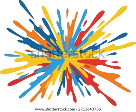 Abstract vector colorful paint splash. Dynamic explosion for bright pop art background and creative design.