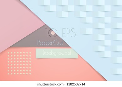 Abstract vector colorful pastel geometry template background with 3D paper cut effect