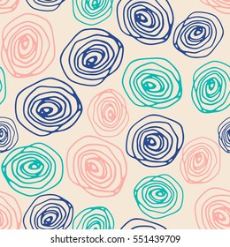 Abstract vector colorful pattern with hand draw circles for the hipsters. Simple modern geometric chevron print.