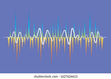 Abstract vector colorful pulse wave lines equalizer. Digital audio concept of music technology background
