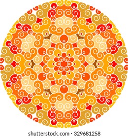 Abstract vector colorful round lace design mandala, decorative element 