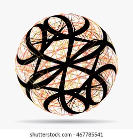 Abstract vector colorful sketch object. Decorative stylized geometric sphere.