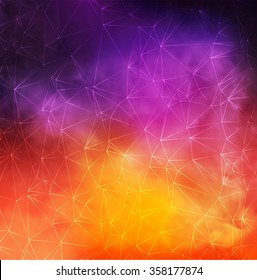 Abstract Vector Colorful Smoky Background with triangle lines net