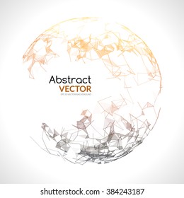 Abstract vector colorful sphere. Futuristic techno style. Trendy background for business presentations. Flying triangles.
