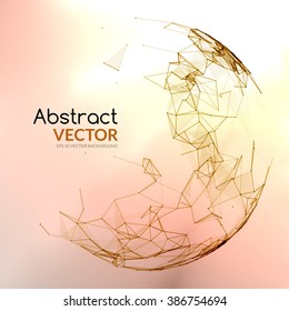 Abstract vector colorful sphere. Futuristic techno style. Trendy background for business presentations. Flying triangles.