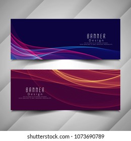 Abstract vector colorful stylish wavy banners set